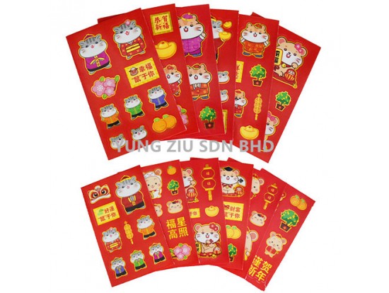 RED ENVELOPE WITH STICKER(12P/PACK)CNY(11036)13CM